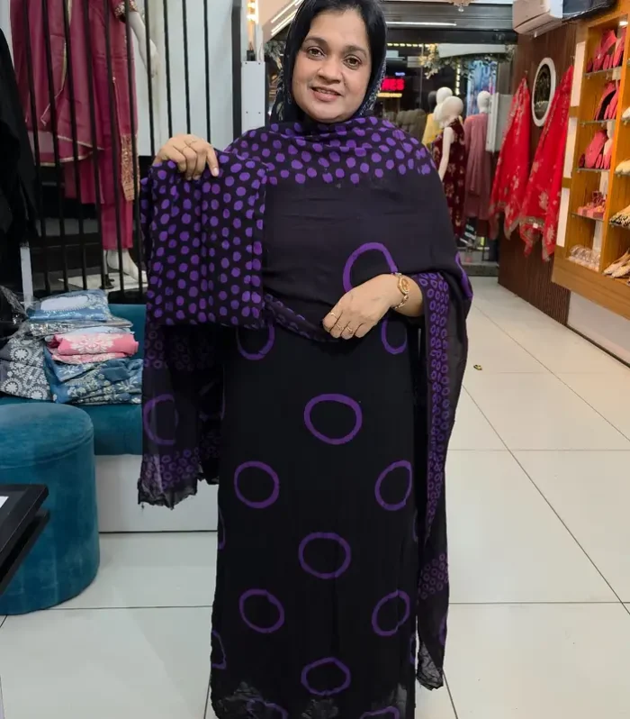 Black & Purple Unstitched Salwar Set