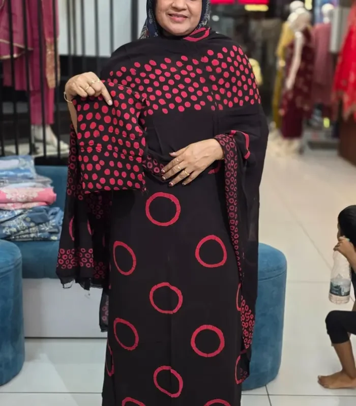 Black & Peach Unstitched Salwar Set