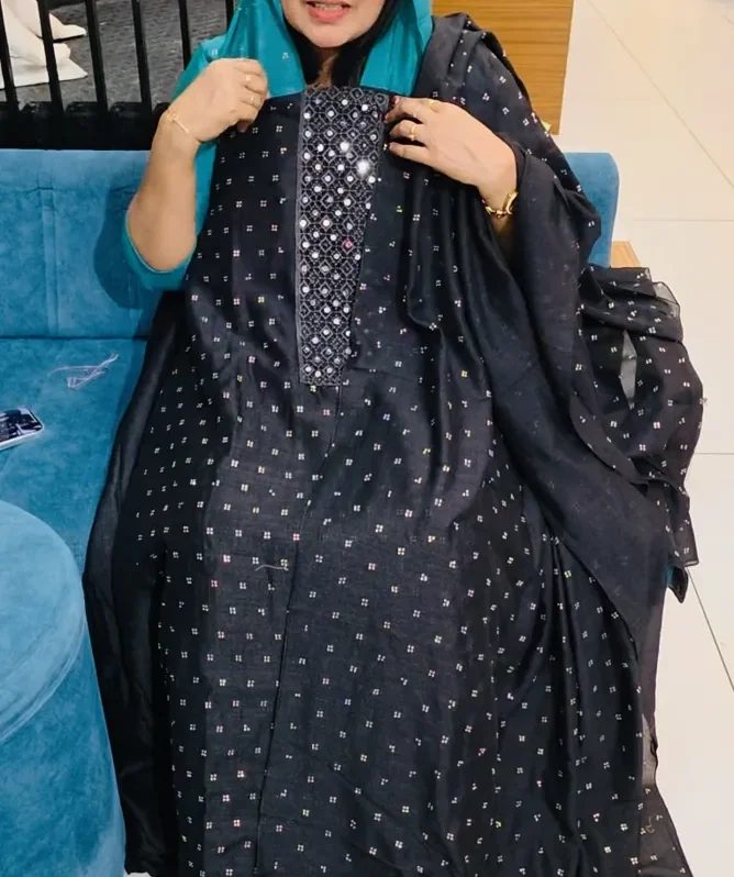 Black- Unstitched Churidar Set