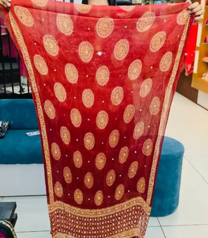 Georgette Crushed Dupatta- Brick Red