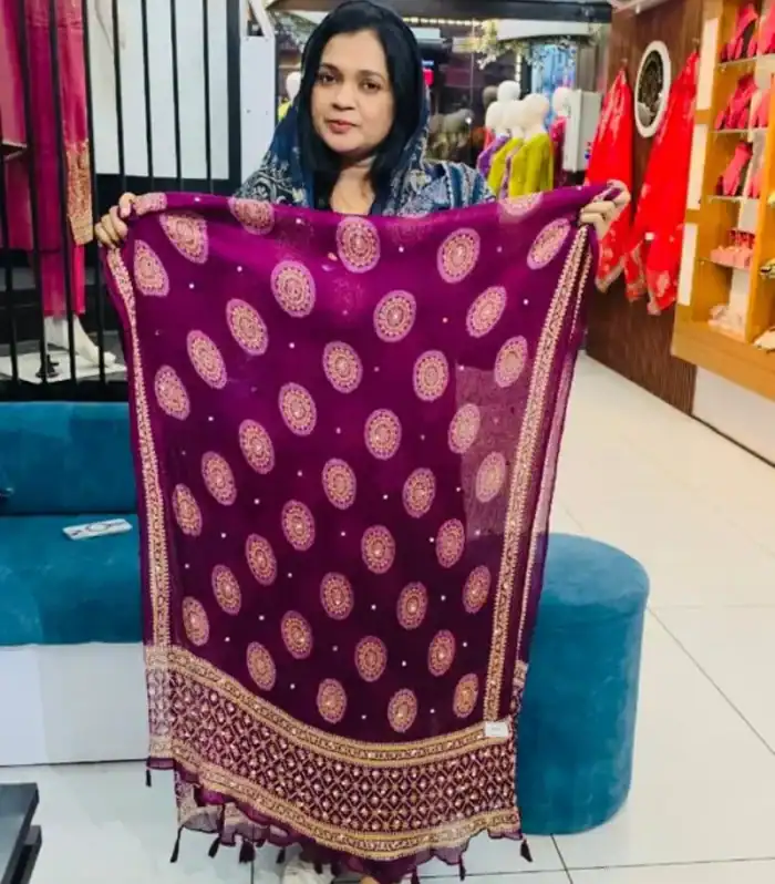 Georgette Crushed Dupatta- Purple