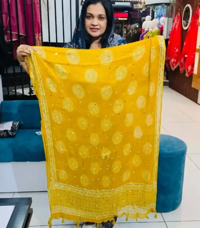 Georgette Crushed Dupatta- Yellow
