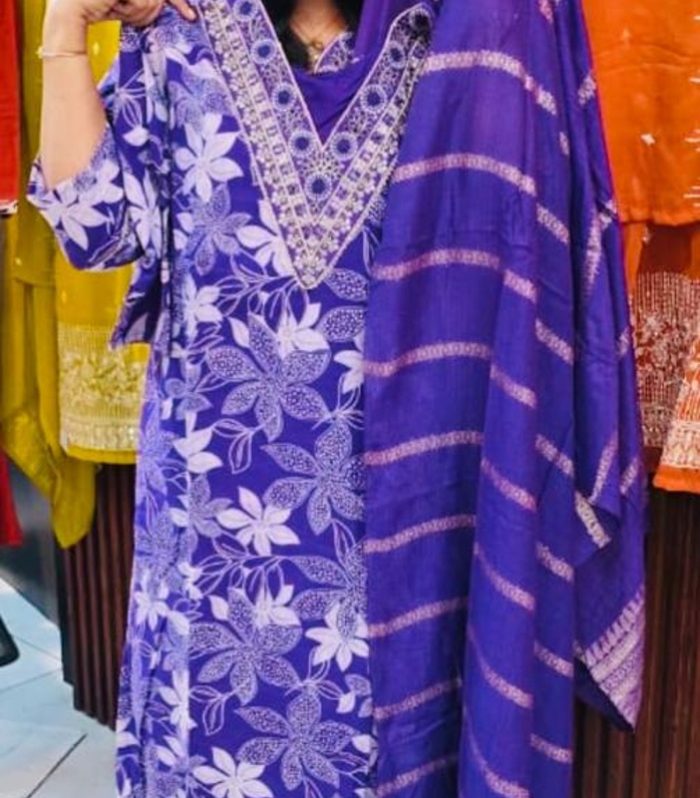 Violet -Floral Imported Fabric Salwar Set