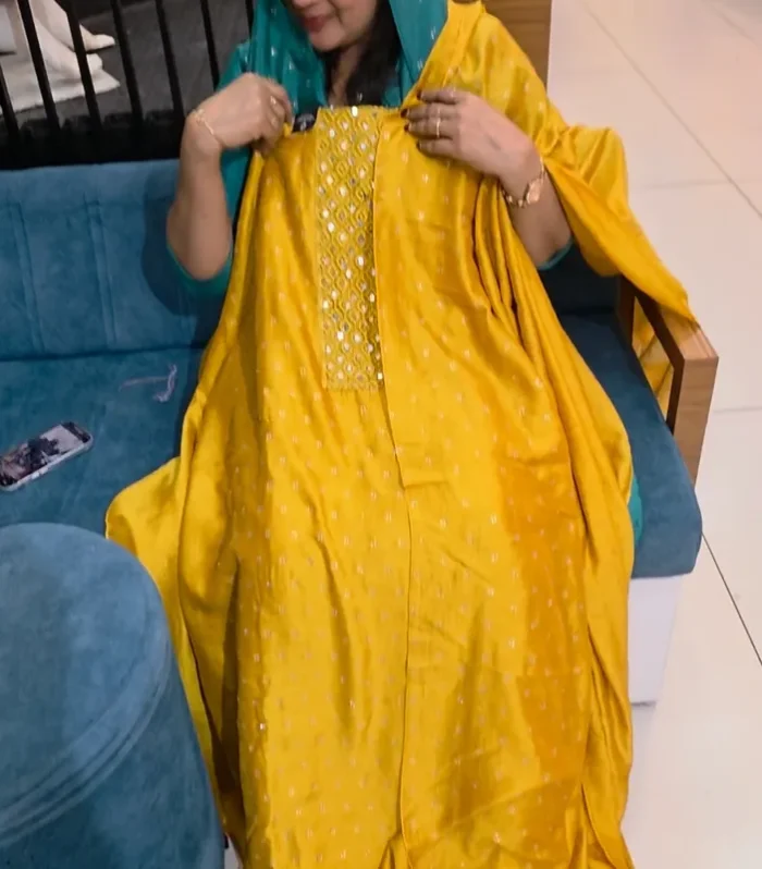 Yellow- Unstitched Churidar Set
