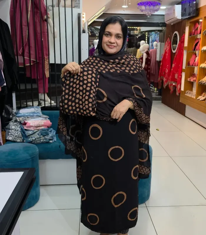 Black & Brown Unstitched Salwar Set