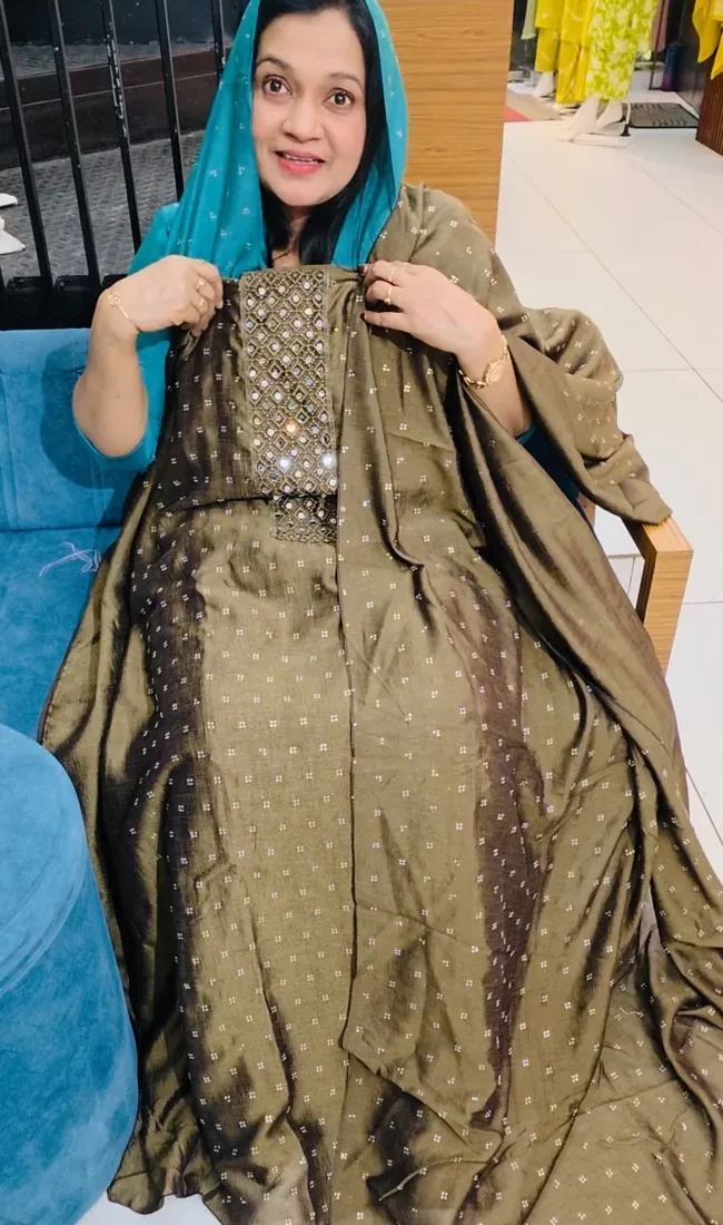 Mehndi Green Unstitched Churidar Set