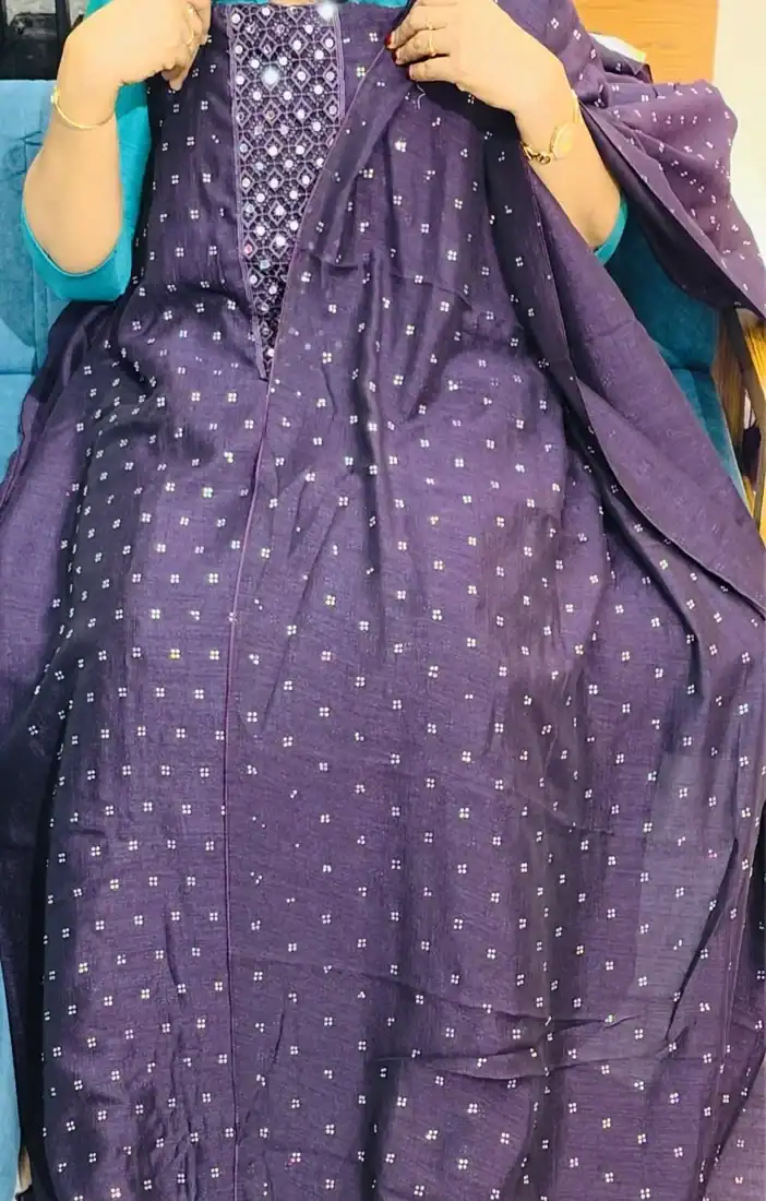 Purple- Unstitched Churidar Set
