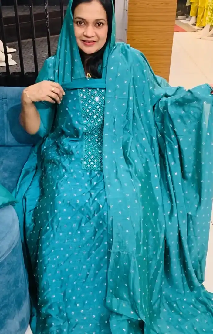 Safire Green-Unstitched Churidar Set