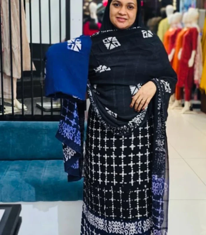 Blue & Black Georgette Salwar Material