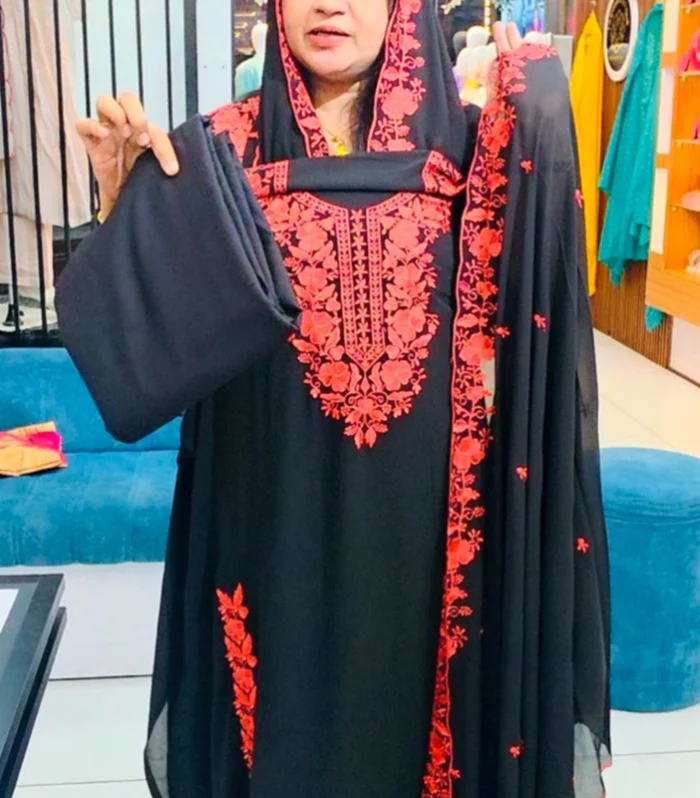 Black & Peach Unstitched Salwar Set