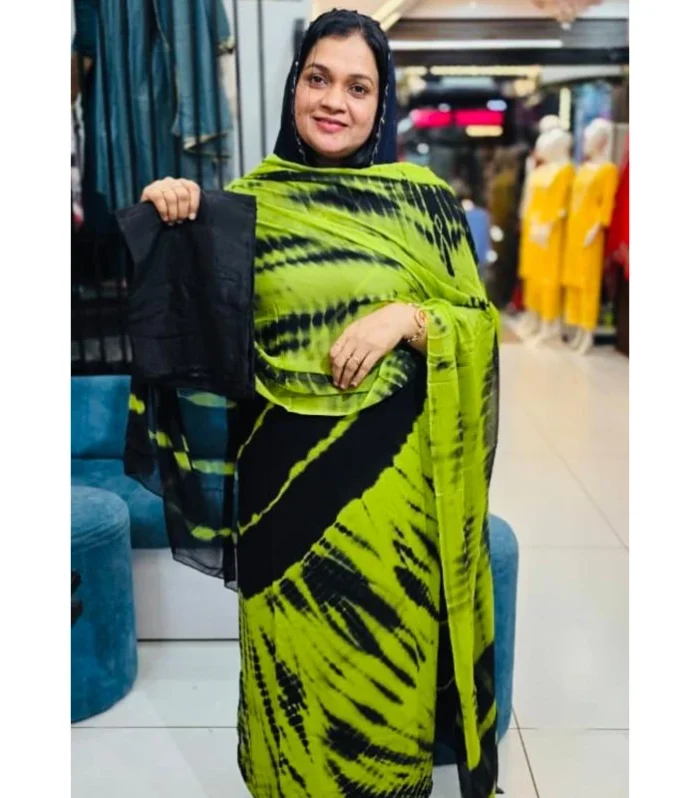 Lime Green_Black Unstitched Salwar Set