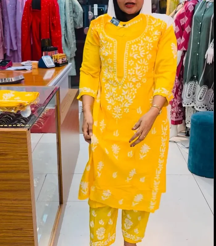 Yellow_Chikankari-Rayon Coord Set