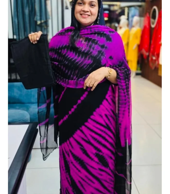 Magenta & Black Unstitched Salwar Set