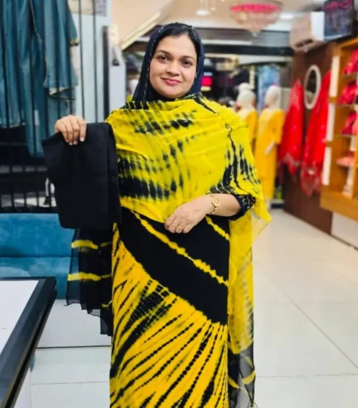 Yellow & Black Unstitched Salwar Set