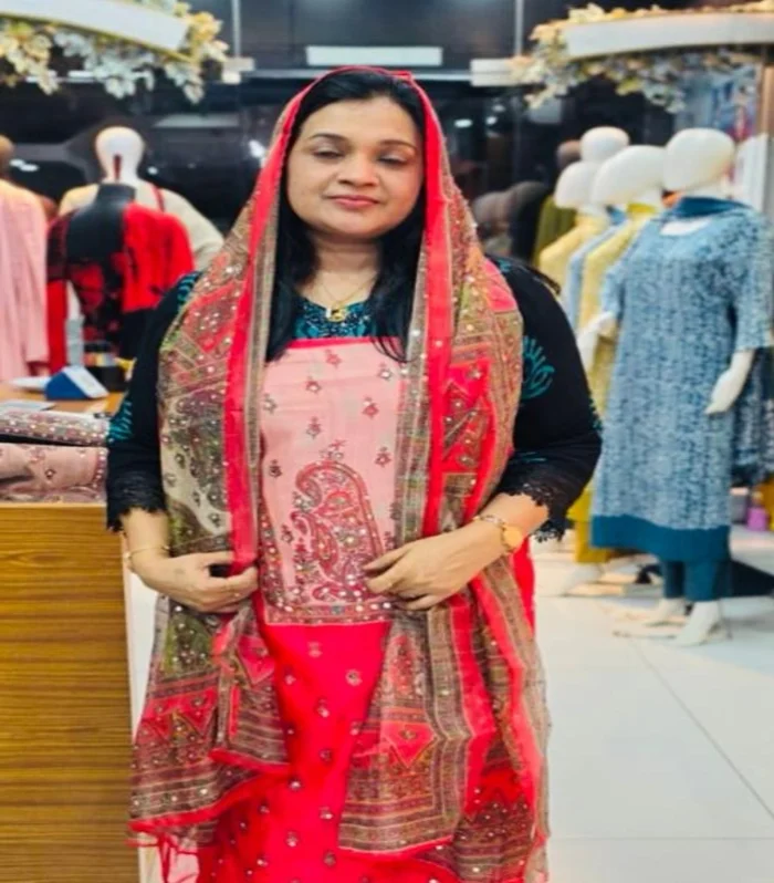 Red Embroidered Salwar Suit Material