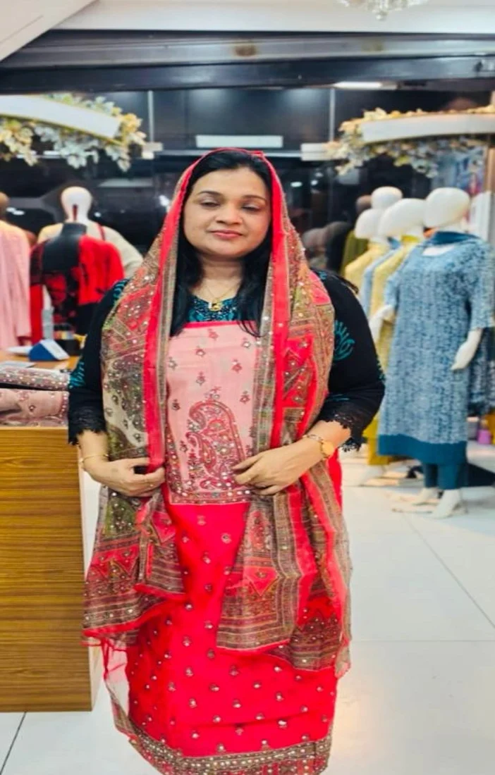 Red Embroidered Salwar Suit Material