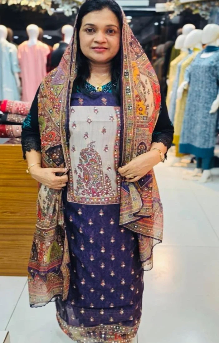 Dark Violet Embroidered Salwar Suit Material