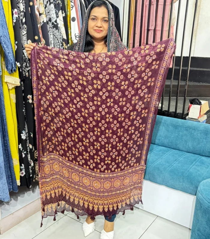 Georget Crushed Dupatta – Grape Wine