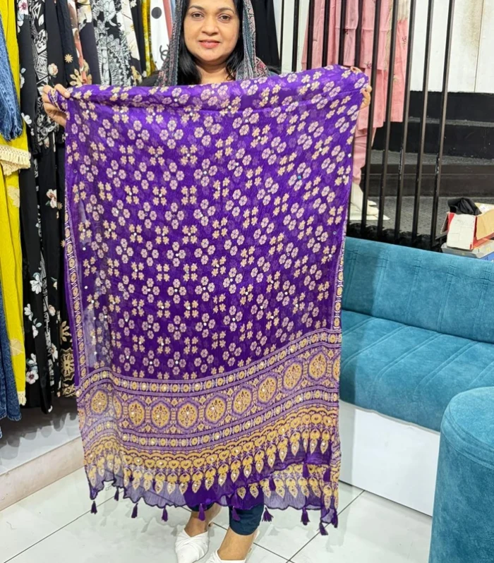 Georget Crushed Dupatta – Violet