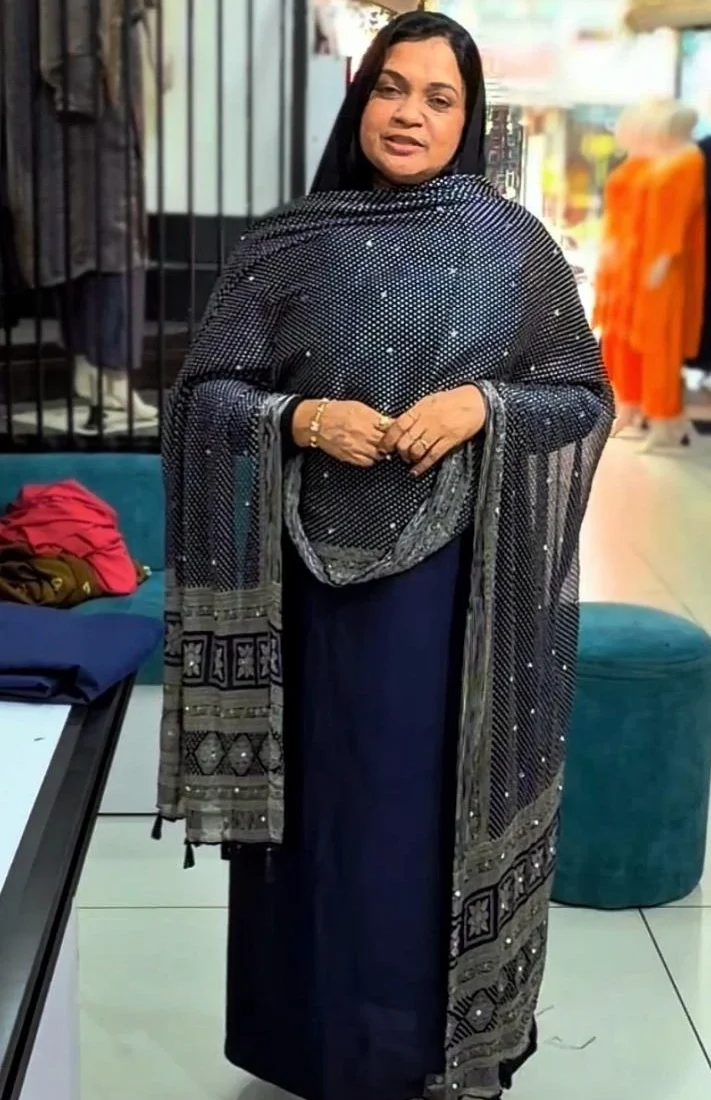 Navy Blue Unstitched Salwar Suit Material with Designer Dupatta