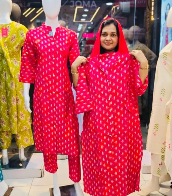 Rani Pink Siky Rayon Printed Co-ord Set