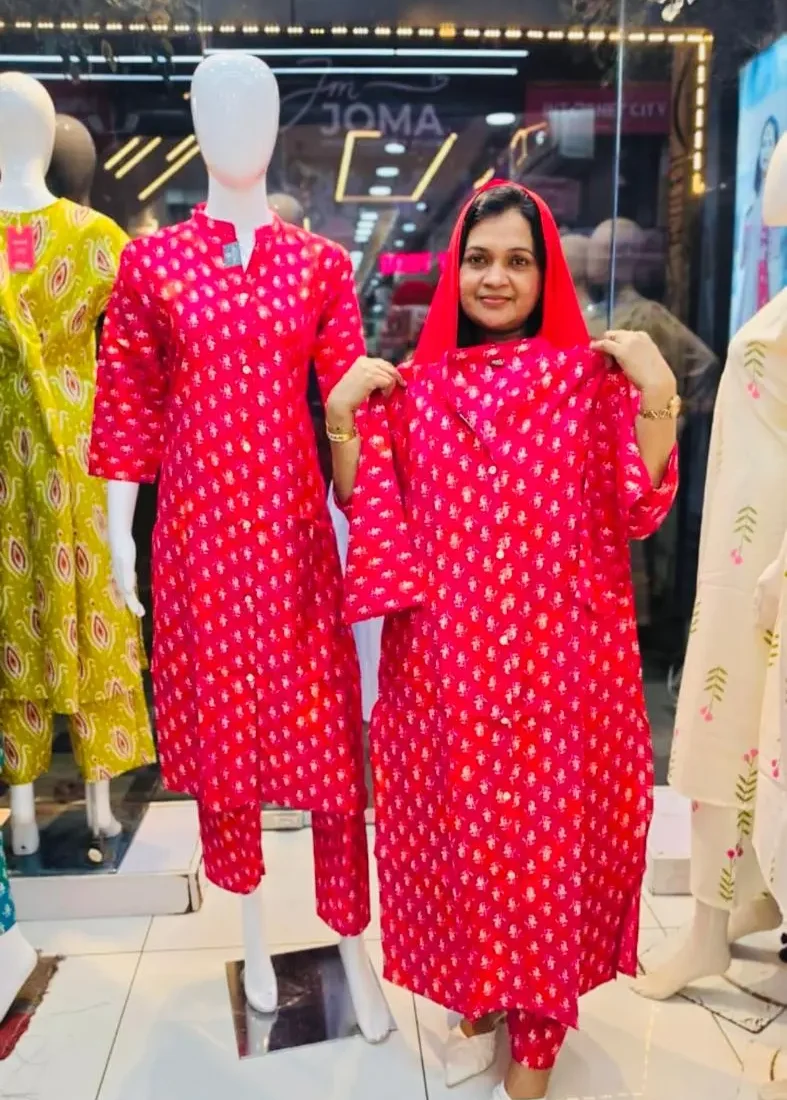Rani Pink Siky Rayon Printed Co-ord Set