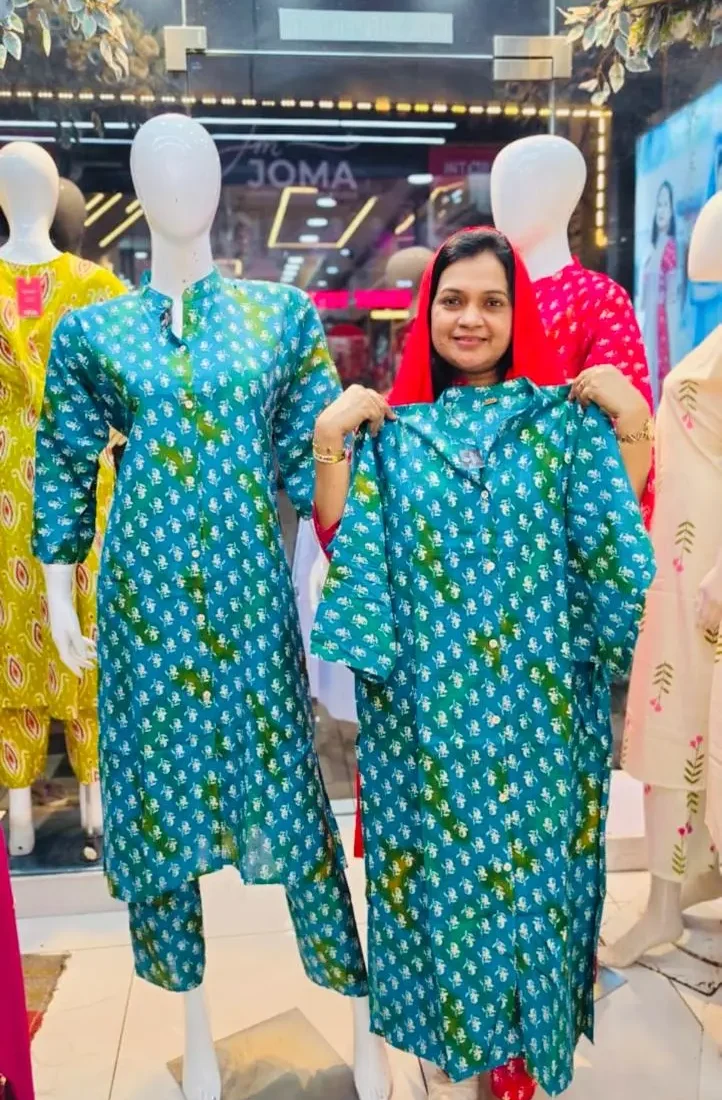 Green Siky Rayon Printed Co-ord Set for Women